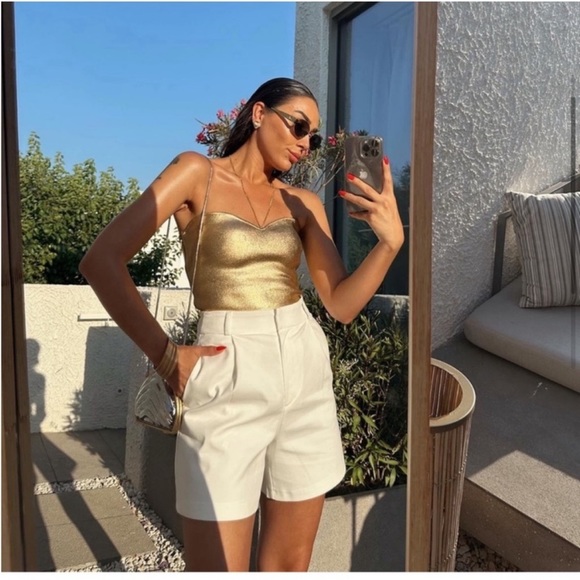 Zara Gold KNIT BUSTIER TOP - Picture 5 of 16